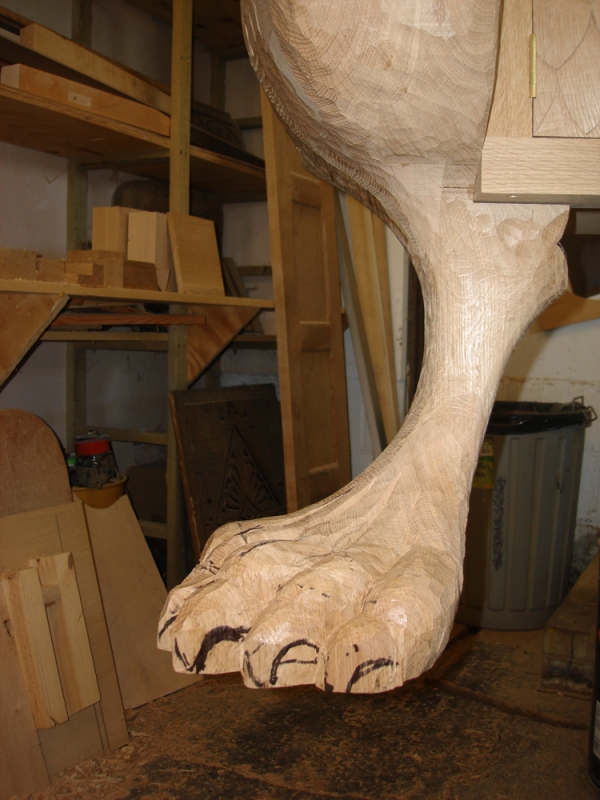 Roughing out the leg shape ready for fine carved details