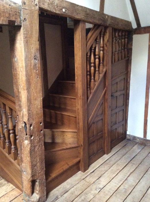 Oak Stairs and Cupboards fitted into existing very tight space