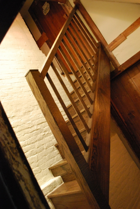 A Small Solid Oak Staircase with simple Chamfered Spindles