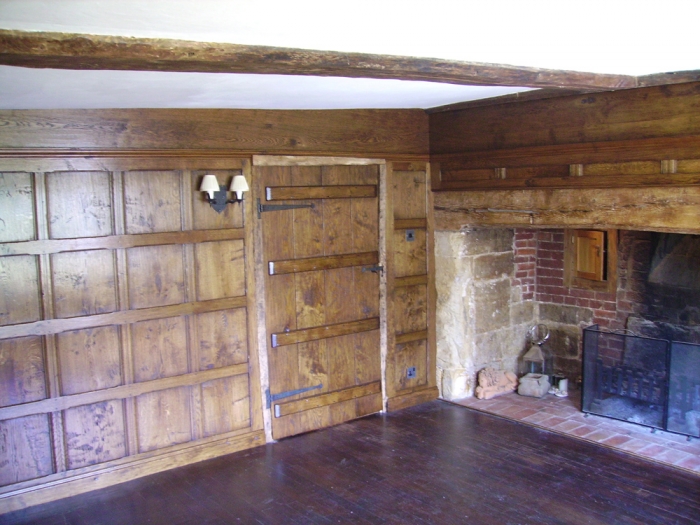 Plain 17th Century Style Oak Panelling and Boarded Cottage Door