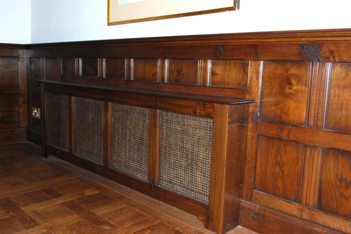 Dado height Oak Panelling with built in Radiator Cover