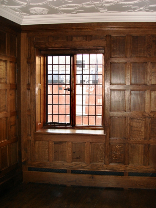 Solid Oak Wall Panelling with Panelled Window Reveal and Vented Skirting