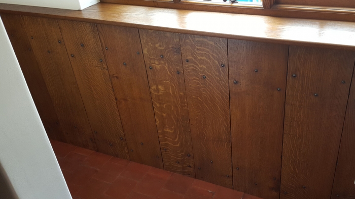 Oak Boarded Panelling and Window Board, the Panelling is removable to gain access to pipe work