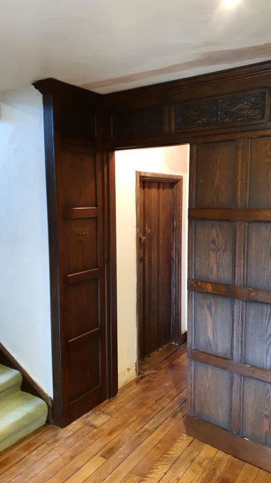 Hand made Solid oak wall panelling with hand carved panels