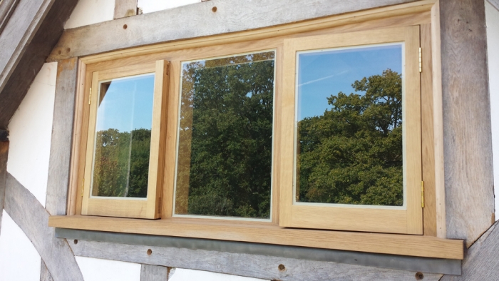 Direct Glazed Oak Window with Brass Fittings