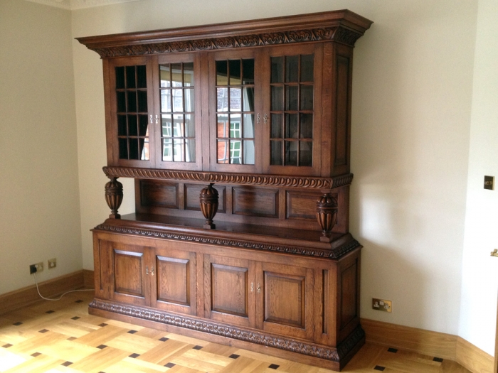 Bespoke Oak Display/Storage Cupboard with Walnut Cross-Banded Panels