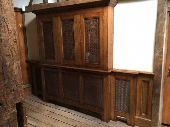 Oak Bookcase and Radiator Cover with Air Venting