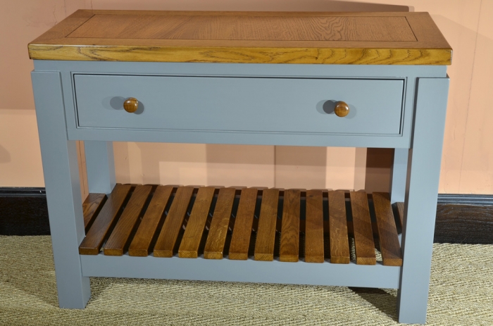 Stained Oak and Painted Hardwood Side Table for Kitchen/Bathroom