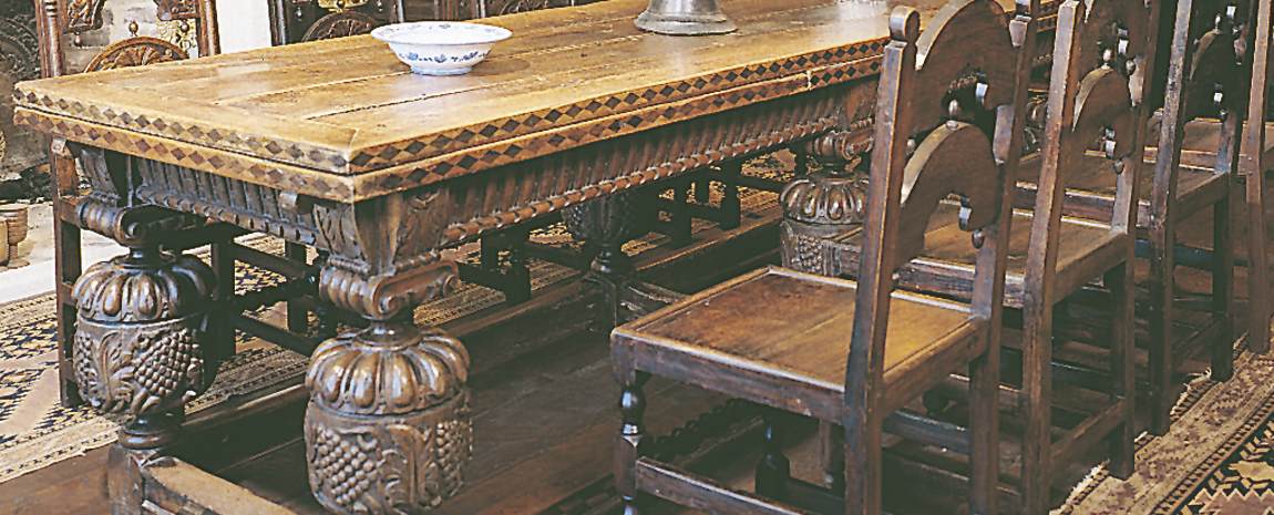 Oak Refectory Table with Carved Cup and Cover Legs
