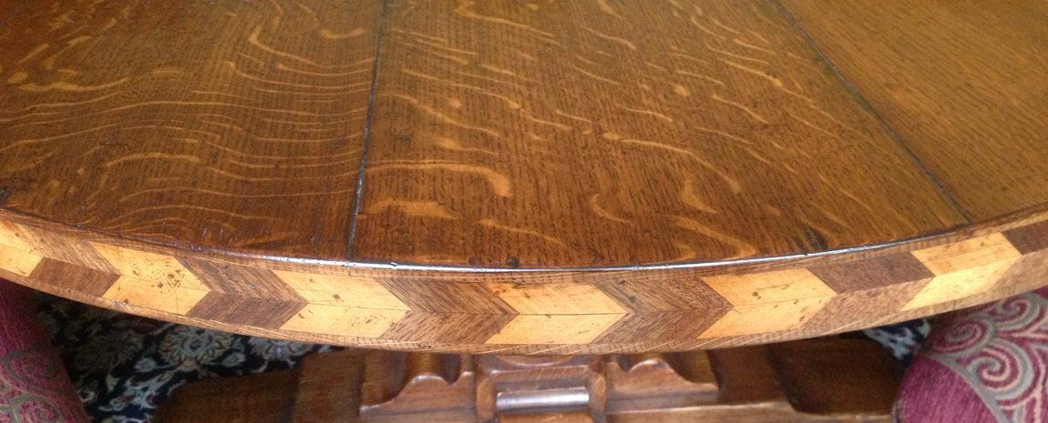 Oval Oak Dining Table with Inlay