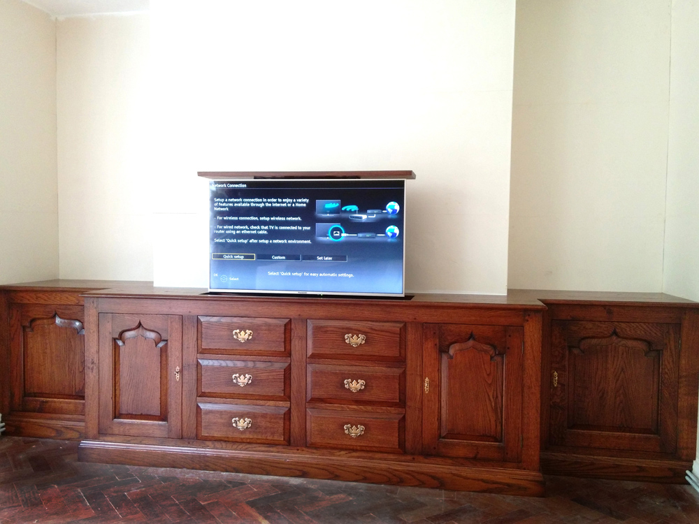 Bespoke Hand Made Oak Electric Remote Tv Lift Cabinets