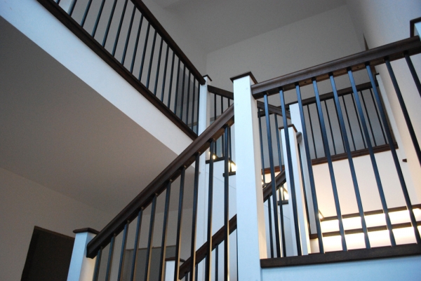 Black Walnut Handrails and Black Powder Coated Balustrades