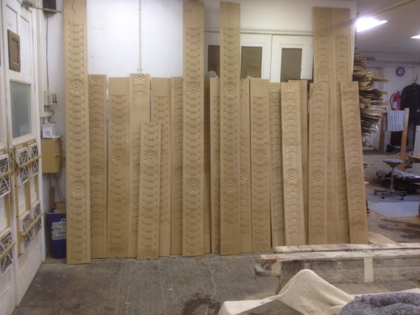 Some of the Hand Carved column sides in our workshop