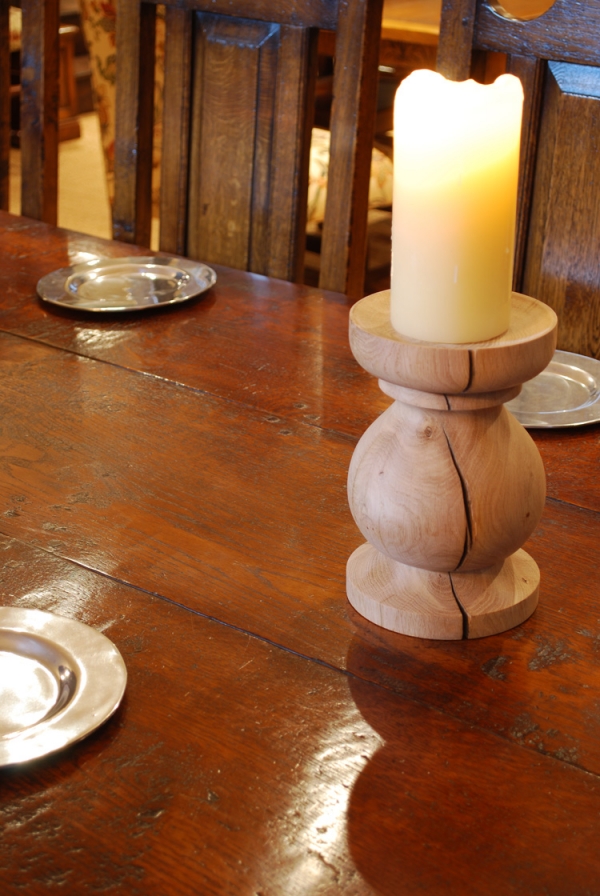 Hand Turned Oak Candle Stick Holder