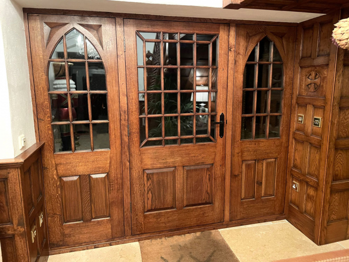 Oak Exterior Door and Frame with Sidelights