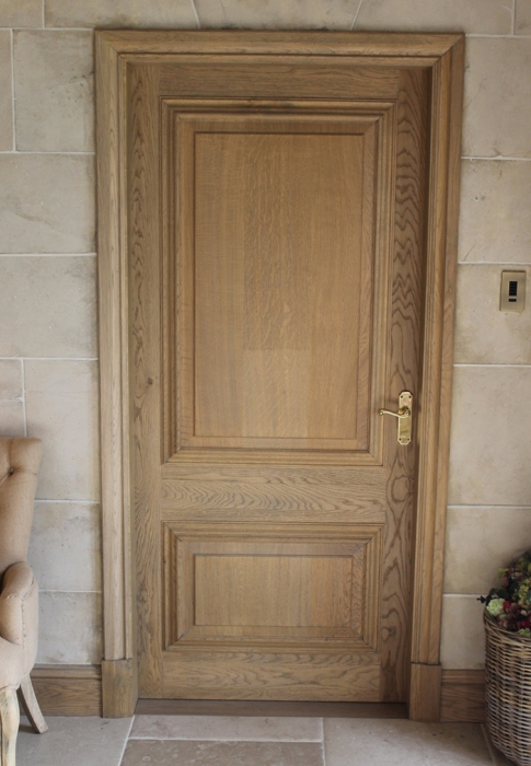 Solid Oak Panelled Door with Lining and Architrave