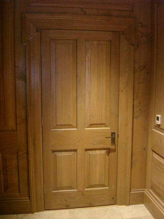Solid Oak Panelled Door with Lining and Large Architrave