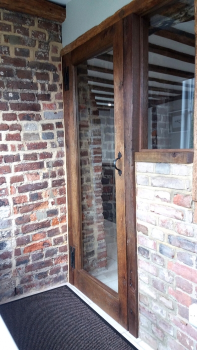 Fully Glazed Door and Sidelight, Polished to match old oak surrounding