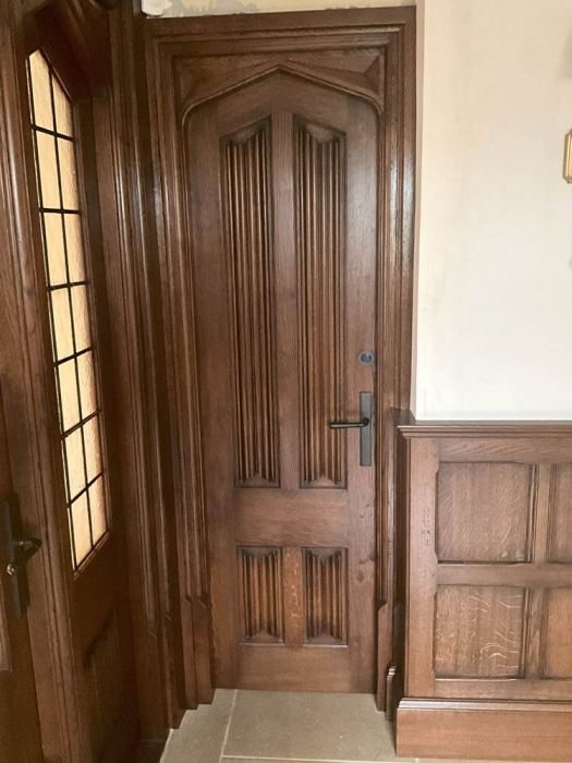 Solid Oak Door with Linenfold Panels