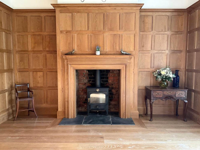 Solid Oak Wall Panel and Fire Surround