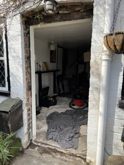 Old door and frame removed