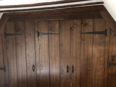 Wardrobe Doors in Oak, iron hinges and handles